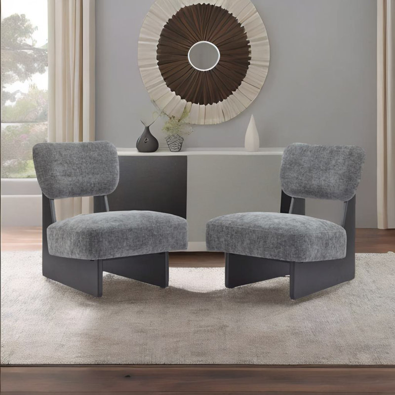 Ensemble de 2 chaises longues, Gris, Noir