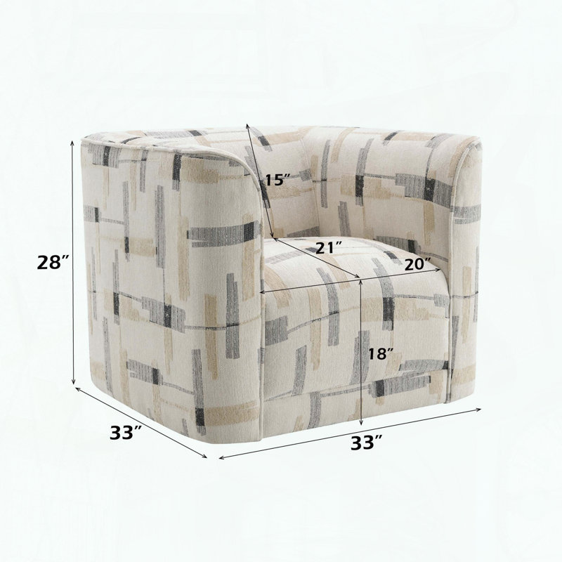 Fauteuil d'appoint pivotant, siège à ressorts ensachés et structure intérieure en bois