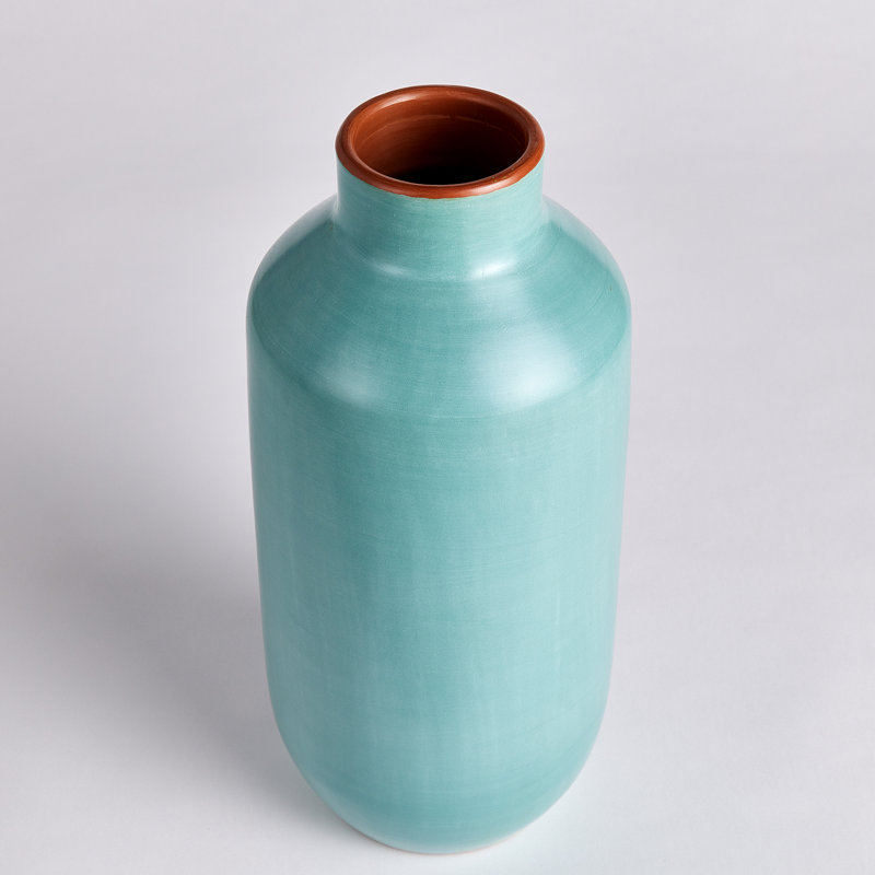 Lucela Handmade Terracotta Table Vase, Pastel Blue