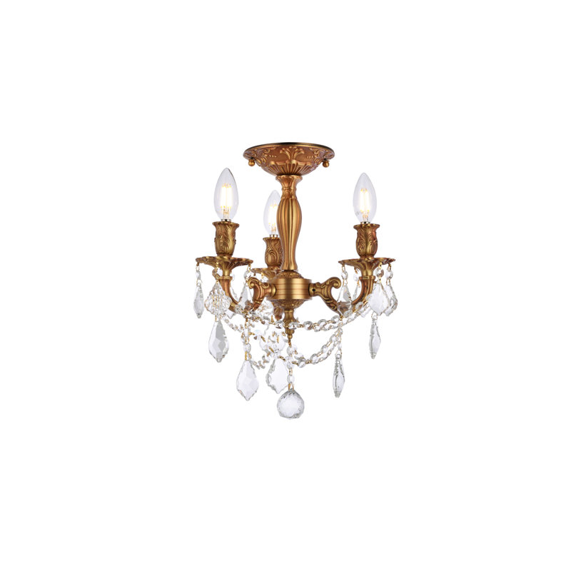 Cristal taillé transparent Maxfield Maxfield, H 14 po x l 13 po x P 13 po, Or français, 3 lumières