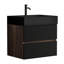 Meuble-lavabo suspendu de style moderne du milieu du siècle, 24 pouces, avec vasque monobloc, tiroirs avec trou de drainage en forme de U, panneaux de qualité E1, quincaillerie à fermeture douce et silencieuse, lavabo mural noir mat, poignée cachée.