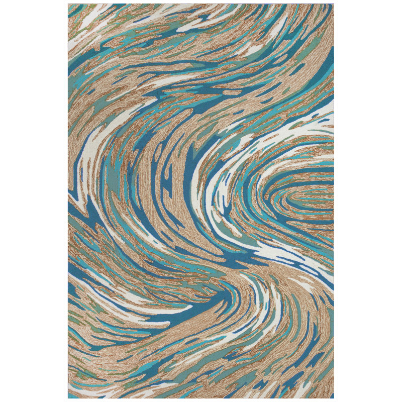 Olutosin Big Wave Indoor/Outdoor Area Rug, Rectangle 2'6" x 4'