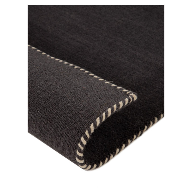 Solid Colour Wool Hand Woven Area Rug, Dark Grey, Rectangle 160 x 230cm