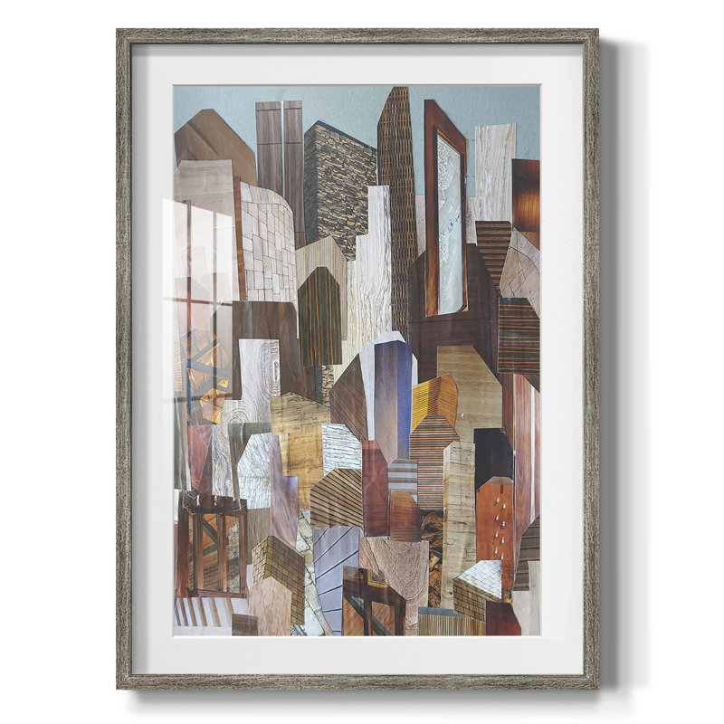 «Birds II», reproduction encadrée, Papier encadré argent vieilli, Blanc