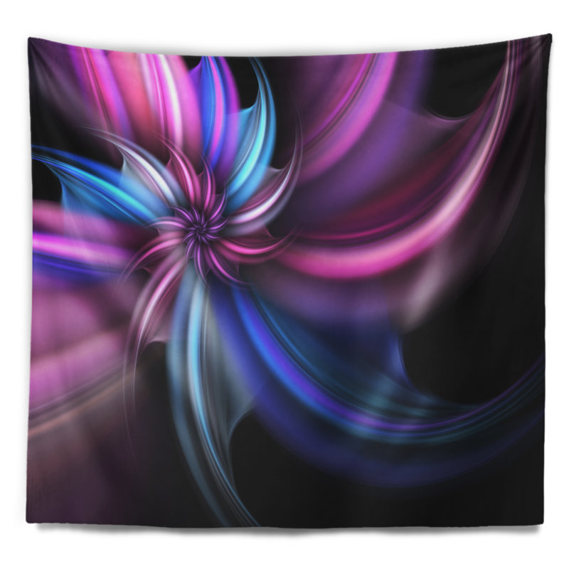 Tapisserie florale mauve et bleue, H 50 po x l 60 po