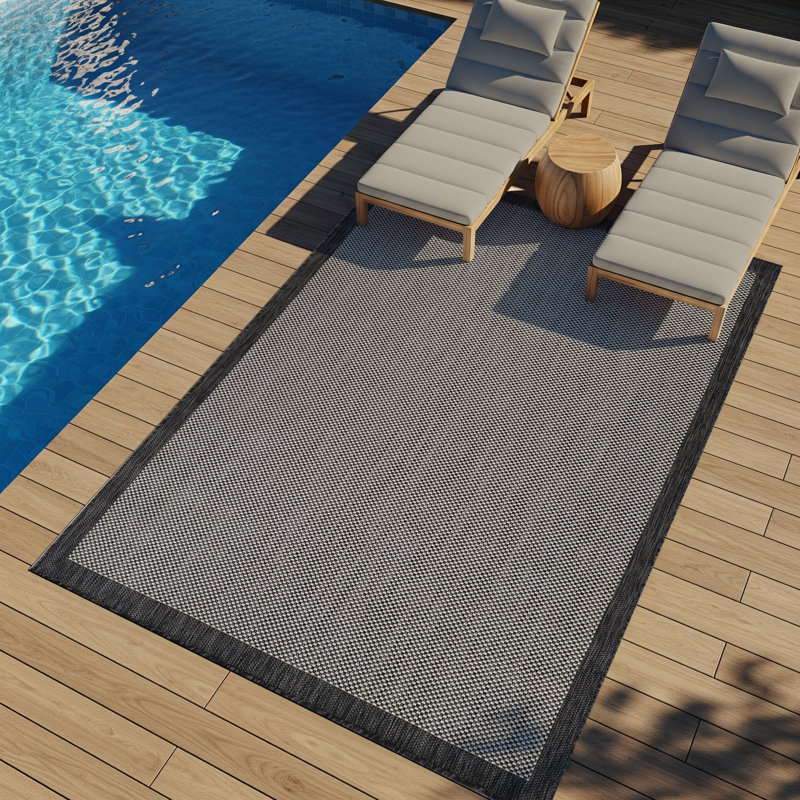 Quinnesec Indoor & Outdoor Boho Rug Grey/Ivory, Rectangle 120 x 170cm