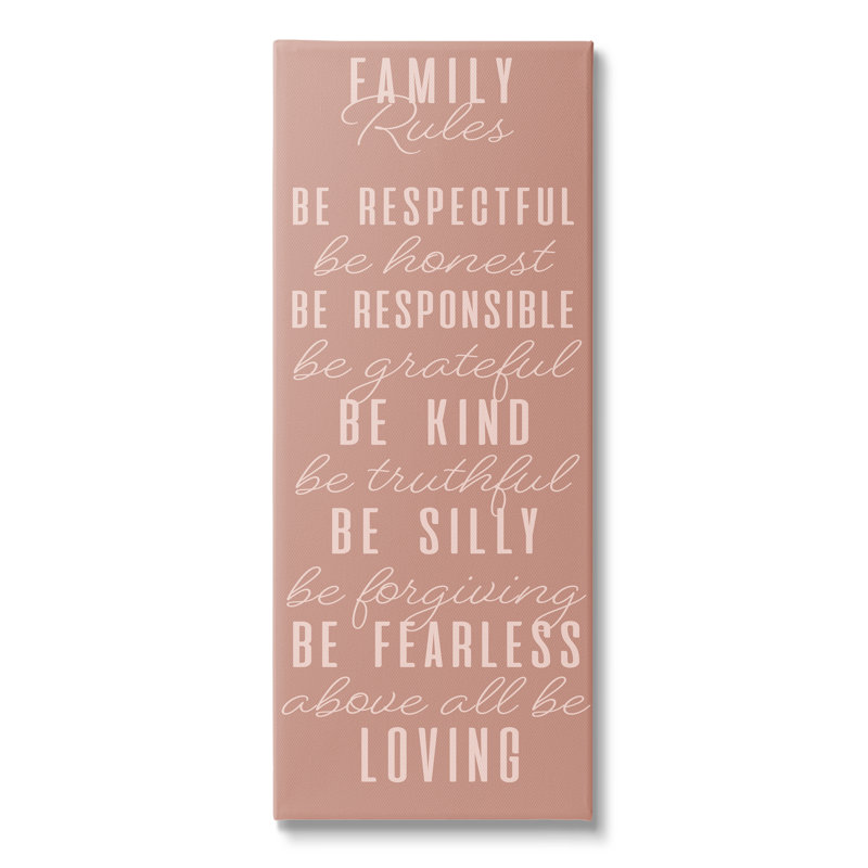 Pink Chic Family Rules, H 40 po x l 17 po x P 1,5 po