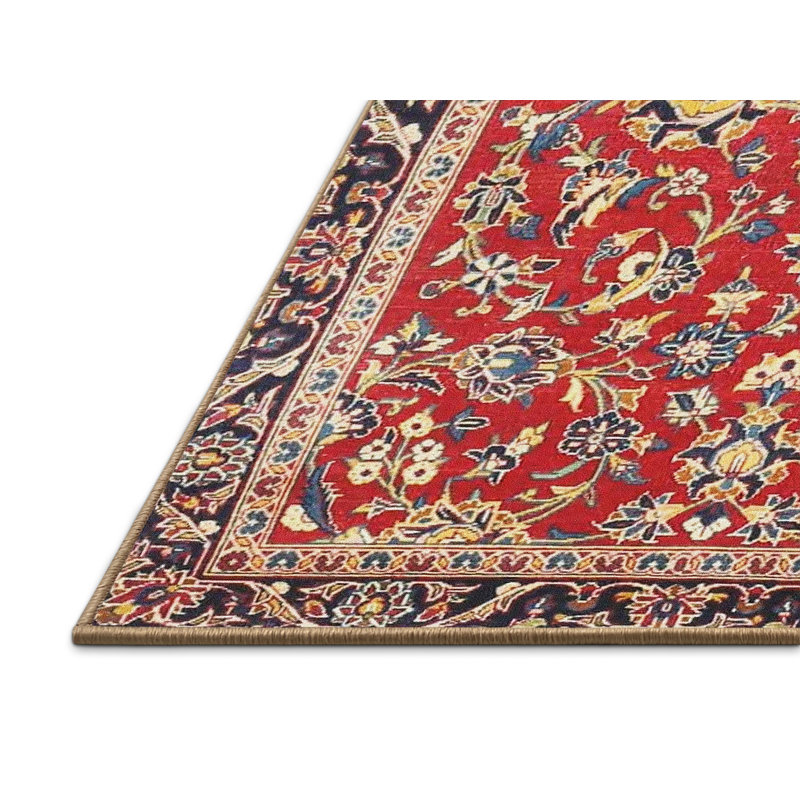 Tapis traditionnel rouge / noir Glenavy, Rectangle 5 pi x 7 pi