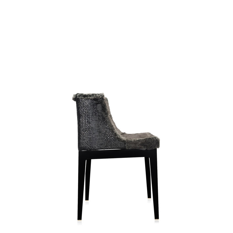 Mademoiselle Armchair, Black, Gray Faux Fur