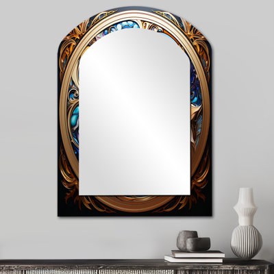 Rétro mandala floral doré I - miroir décoratif géométrique sur métal