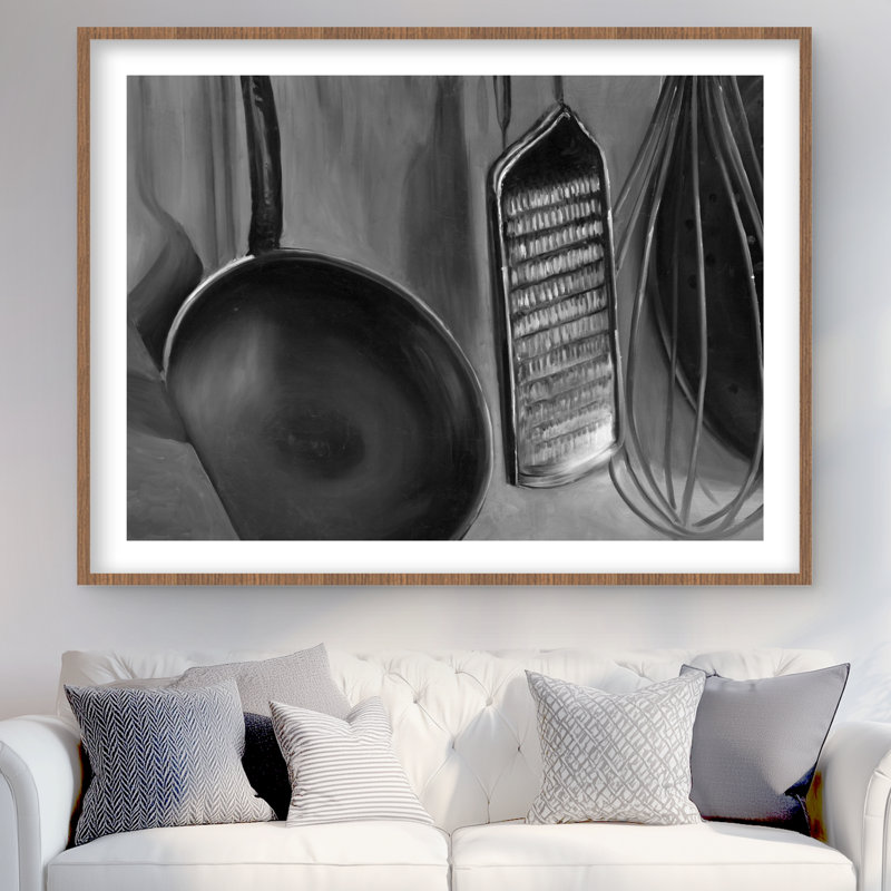Black Kitchen Framed Matted Print | Chef Kitchen Tools Decor