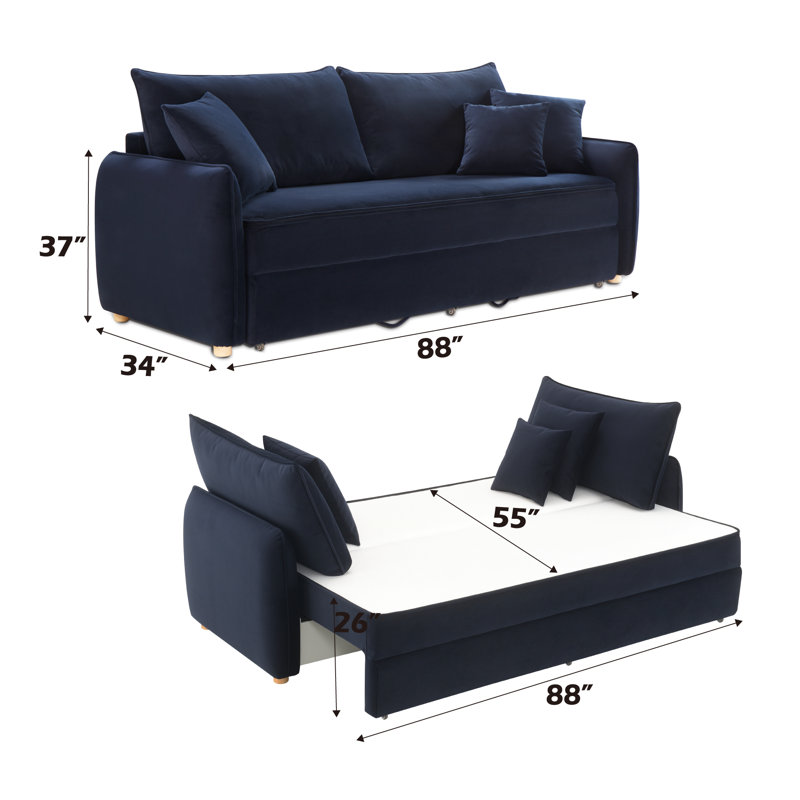 Canapé-lit modulaire en velours avec coussins Wayne