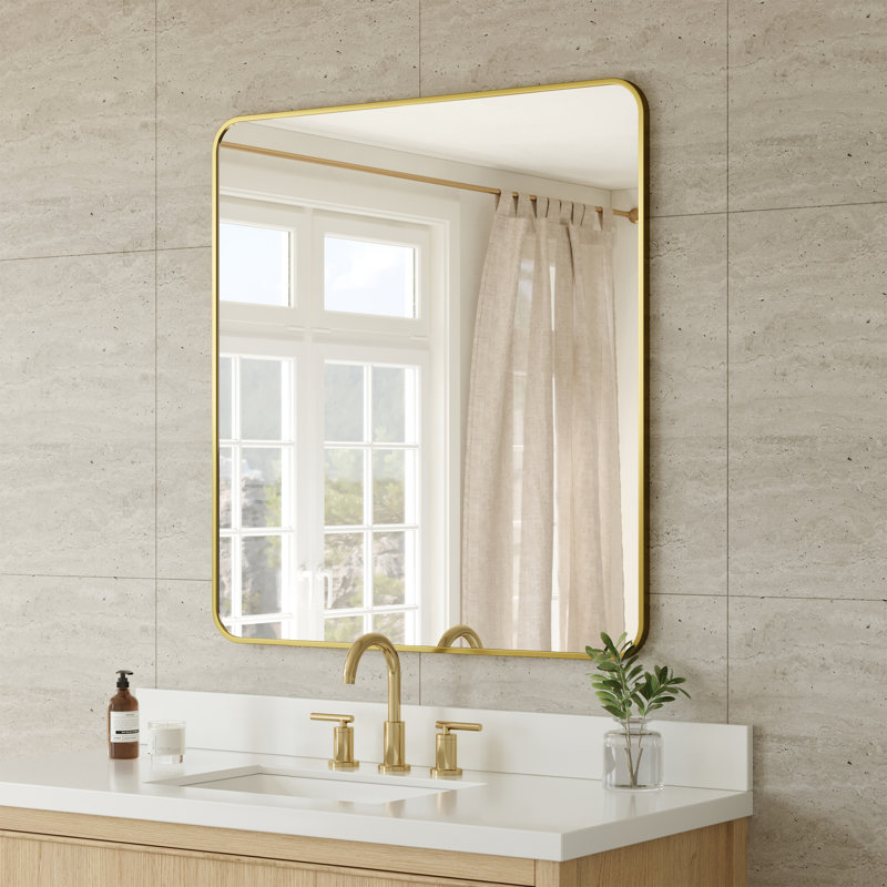 Hudson l 34 po x H 36 po Miroir de salle de bain, Or brossé