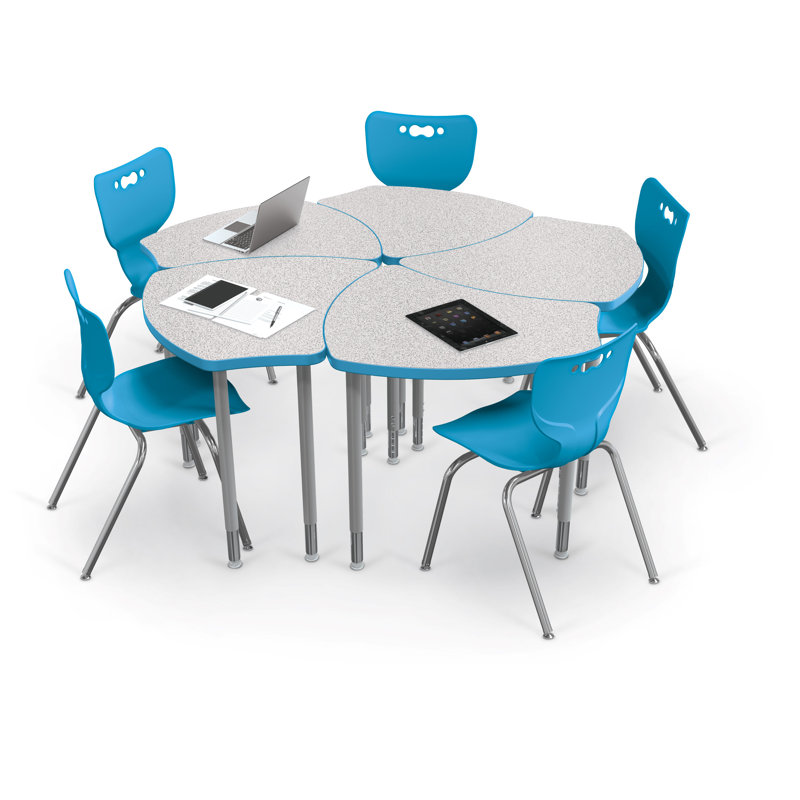 Chaise de bureau 5 étudiants, 18 po, Bleu, Orme
