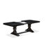 Cet ensemble de salle à manger moderne 9 pièces se compose d'une table rectangulaire et de 8 chaises rembourrées en tissu de polyester beige clair avec dossier capitonné à boutons - finition noire sablée.-932543112