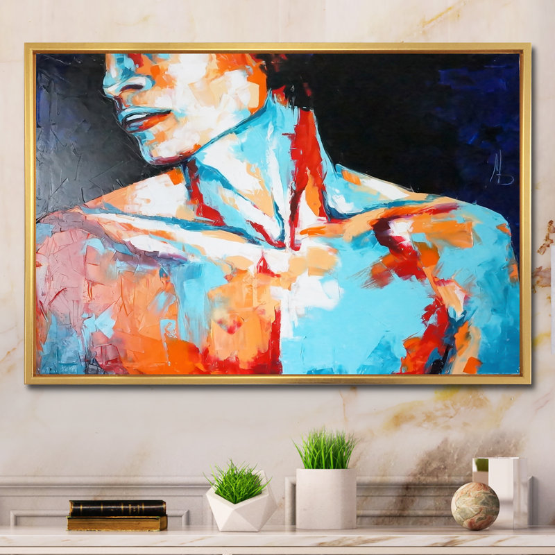 «Pastel Artistic Seduction Man», reproduction sur toile flottante, H 12 po x l 20 po x P 1 po, Cadre flottant doré