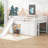 Full Size Low Loft Bed with Slide,Three Storage Drawers and Two Doors