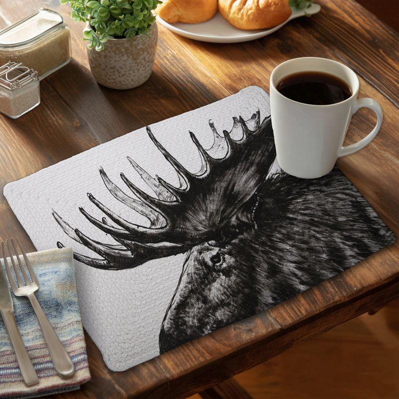 Moose Plume Rustic Braided Polyester Placemat - Animal Decor