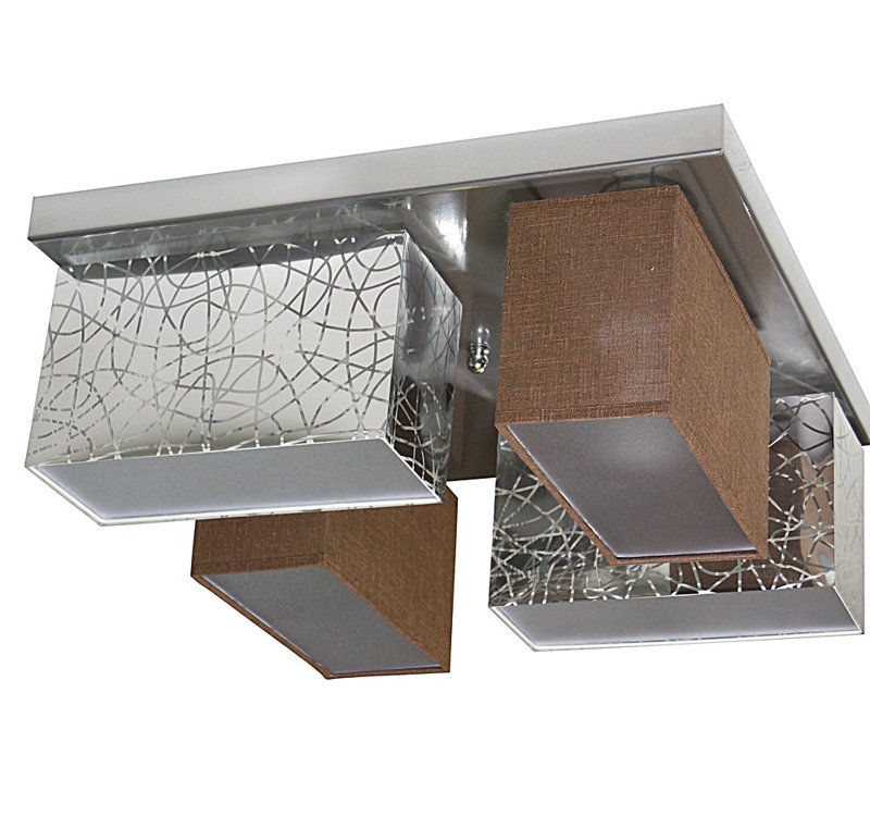 Pascoe Fabric Semi Flush Mount, Silver/Brown Transparent
