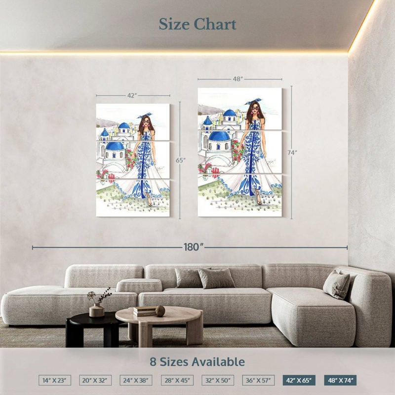 Shuttleworth Trip To Santorini, 74" H x 48" W