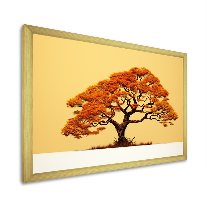 Arbre africain Ambiance Savana III, Encadrement doré, H 24 po x l 32 po x P 1 po