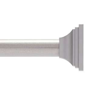 Kenney Twist & Fit No Tools Decorative Tension Shower Curtain Rod, 42-72", Polished Pewter