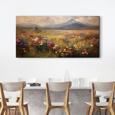 «Country Mountain», art mural, prairie, fleurs sauvages, image pour salon, chambre à coucher, nature abstraite, paysage, toile, campagne, affiche, Cottagecore, décorations pour la maison, 20 x 40 po