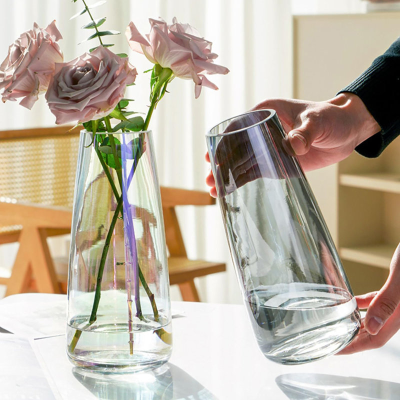 Vase en verre moderne, Gris cristal