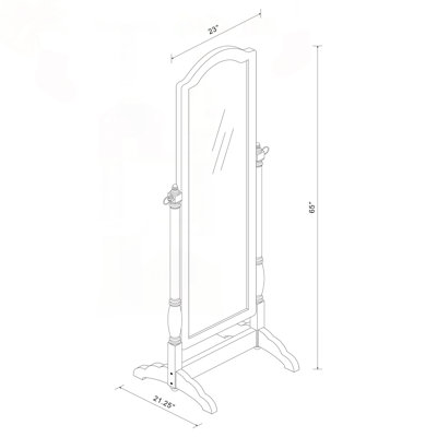 Traditional Cheval Mirror in Merlot with Arched Top