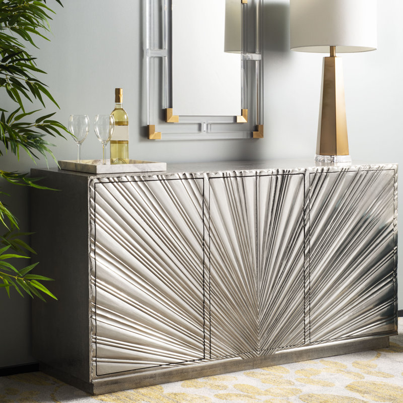 Sylas Silver Sunburst 60'' Wood and Metal Sideboard