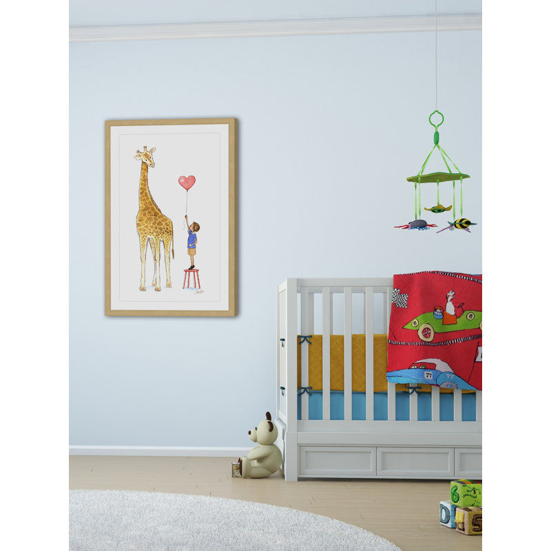 «Giraffe And Boy» par Phyllis Harris, reproduction d'art encadrée, H 30 po x l 20 po x P 1,5 po
