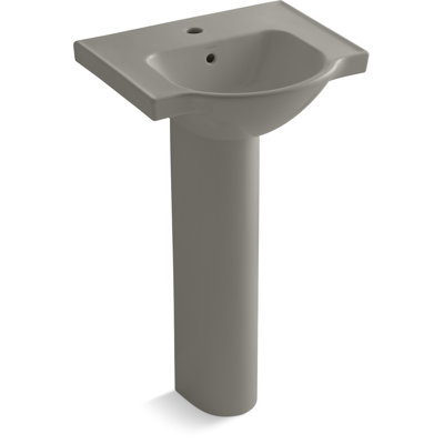 Veer™ Ceramic Pedestal Bathroom Sink with Overflow