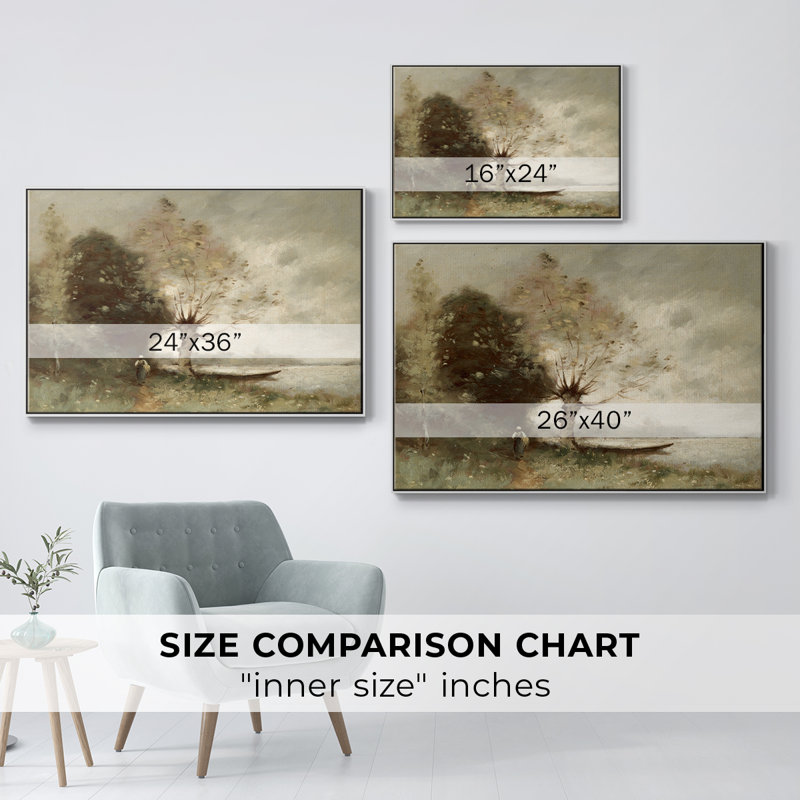 «Vintage Landscape -CMIII» sur, Toile encadrée flottée blanche, H 25 po x l 37 po