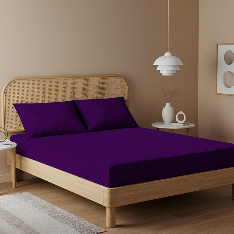 Machine Woven Fitted Sheet, Single, Purple
