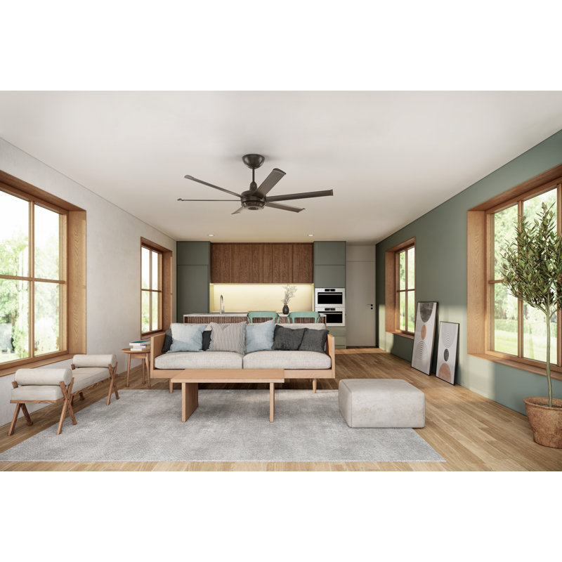 Es6 Smart Downrod Ceiling Fan, Black, 60 inches