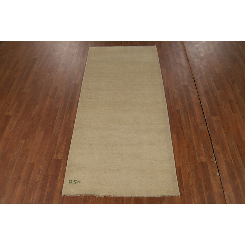 Solid Wool Gabbeh Oriental Runner Rug 3x7