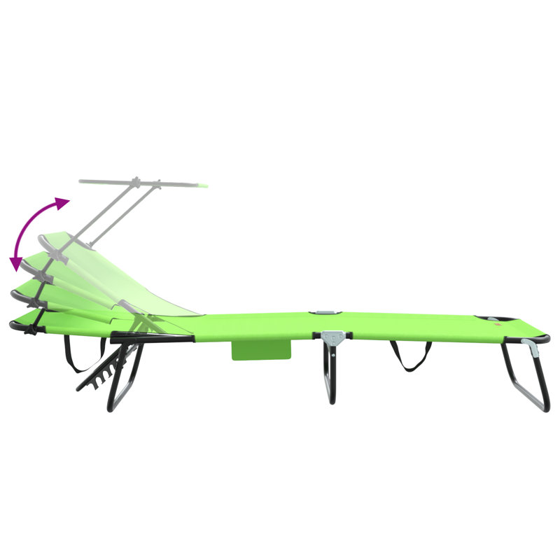 Folding Sun Lounger Folding Oxford Outdoor Recliner Adjustable Patio, Green