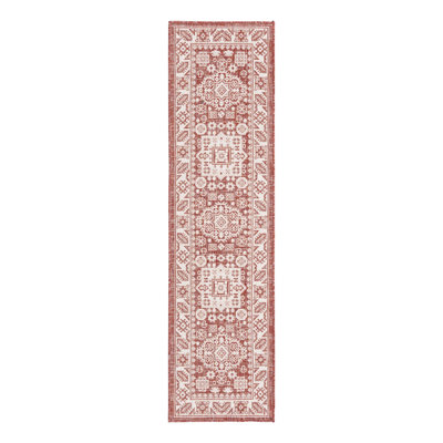 Archange Southwestern Machine Woven Polypropylene Indoor / Outdoor Area Rug in Rust Red