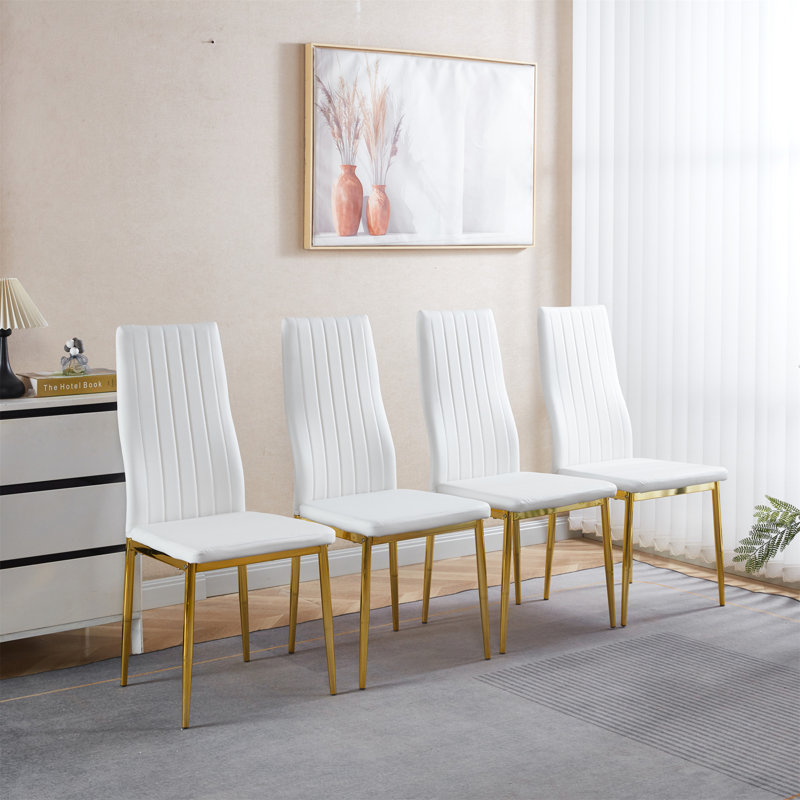 Chair  Set Of 4 Only Chairs, Not Including Tables, Gold, White