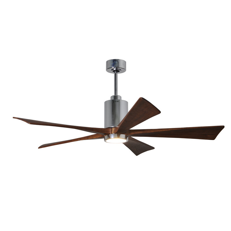 Patricia LED Downrod Ceiling Fan, Brushed Nickel, Walnut Tone