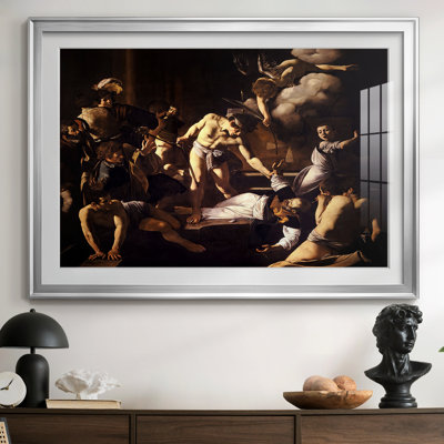 «The Martyrdom of Saint Matthew-Caravaggio», reproduction encadrée avec passe-partout et verre 1599-1600