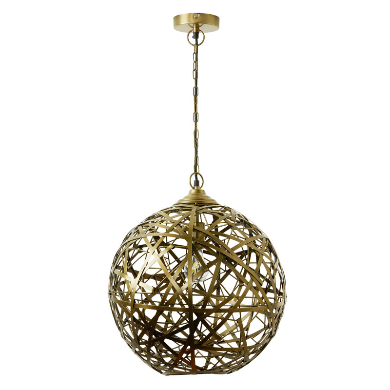 16"W Roman Industrial Globe Shade Pendant - 17 Stories, Gold