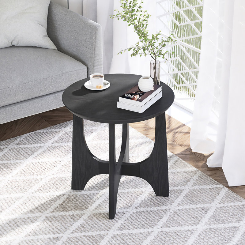 Modern Round Coffee Table With Adjustable Feets, 24" H x 25.2" L x 25.2" W