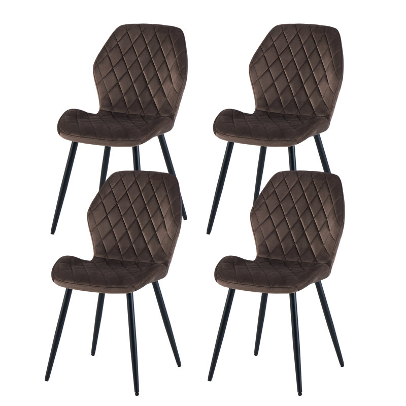 Norred Modern Velvet Dining Chair with Ergonomic Backrest, Set of 4, Brown