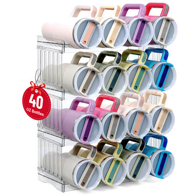 Water Bottle Organizer for Stanley 40 oz Tumbler with Handle, Patented Pantry Kitchen Organizers and Storage for Stanley Cup Accessories, Stackable Water Bottle Holder Wine Rack Gifts