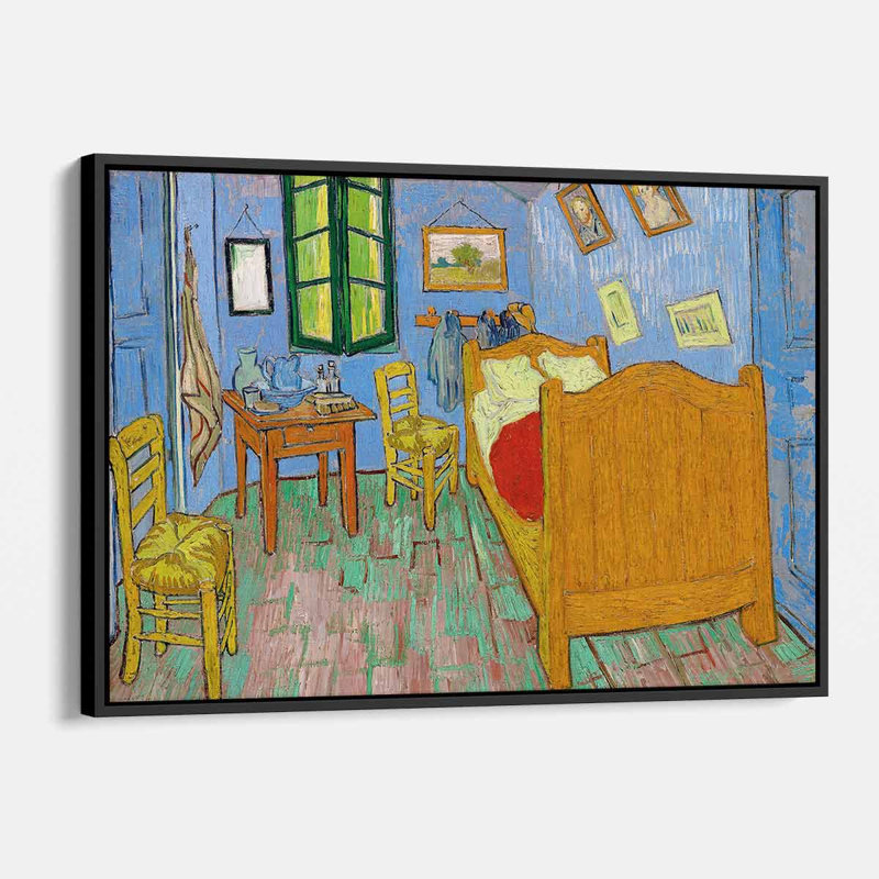 Yellow Bedroom Wall Art Canvas 7441, H 12 po x l 16 po, Cadre flottant noir