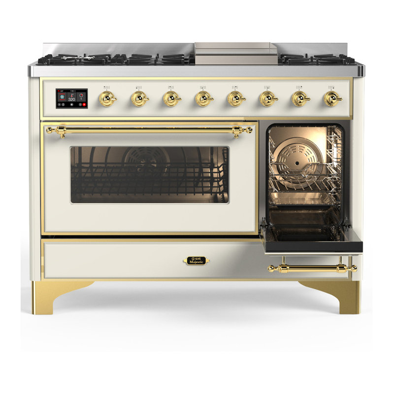 Majestic III Series 48 Inch Dual Fuel Range with 5 Sealed Burners, Griddle, Frenchtop in Matte Graphite (Liquid Propane, Burnished Trim)