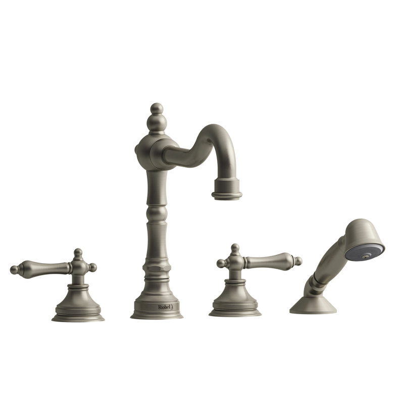 Retro™ 4-Hole Deck Mount Tub Filler, Polished Nickel, Lever Handle