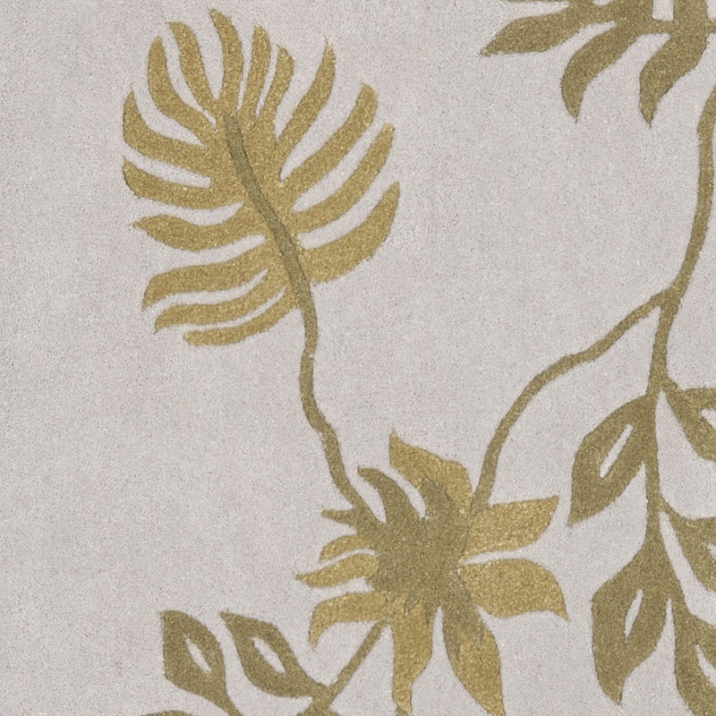 Candelo Floral Handmade Tufted Light Grey Area Rug, Round 6'