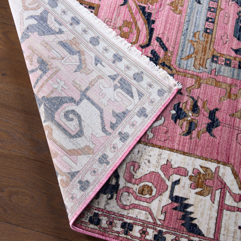 Tapis d'intérieur rose / bleu Finnuala, Rectangle de 10 pi x 14 pi